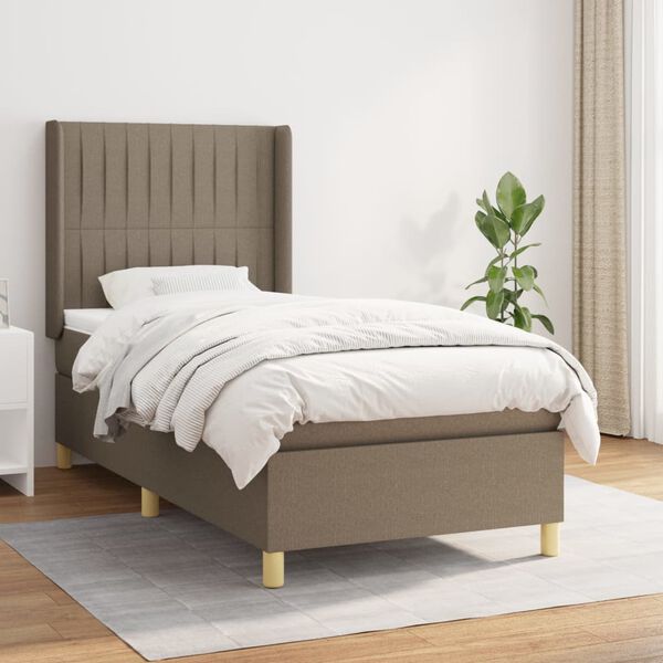 vidaXL &Kappa;&rho;&epsilon;&beta;ά&tau;&iota; Boxspring &mu;&epsilon; &Sigma;&tau;&rho;ώ&mu;&alpha; Taupe 90x190 &epsilon;&kappa;.&Upsilon;&phi;&alpha;&sigma;&mu;ά&tau;&iota;&nu;&omicron;