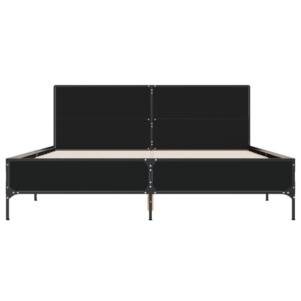 vidaXL Πλαίσιο Κρεβατιού Μαύρο 160 x 200 εκ. Επεξ. Ξύλο & Μέταλλο