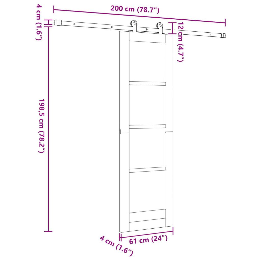 vidaXL Συρόμενη Πόρτα ORKDAL Καφέ 61 x 198.5 εκ. Ξύλο και μέταλλο
