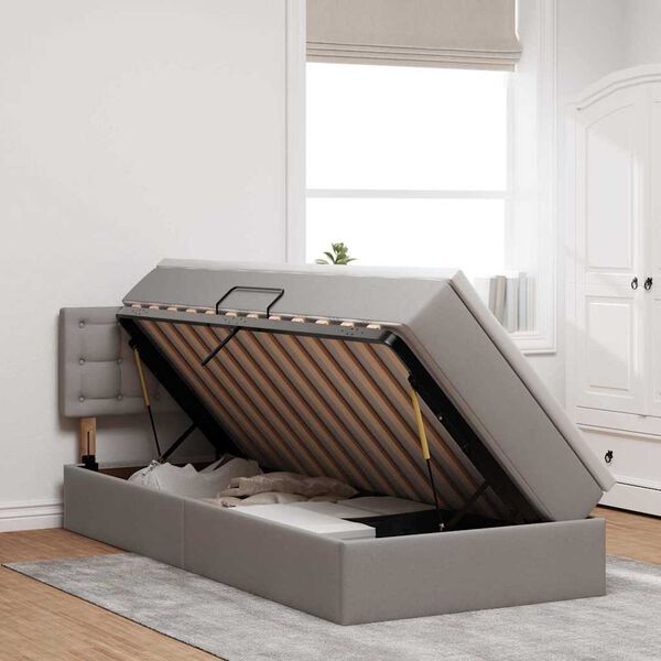 vidaXL &Kappa;&rho;&epsilon;&beta;ά&tau;&iota; &mu;&epsilon; &alpha;&pi;&omicron;&theta;&eta;&kappa;&epsilon;&upsilon;&tau;&iota;&kappa;ό &chi;ώ&rho;&omicron; &kappa;&alpha;&iota; LED Taupe 90 x 190 cm ύ&phi;&alpha;&sigma;&mu;&alpha;