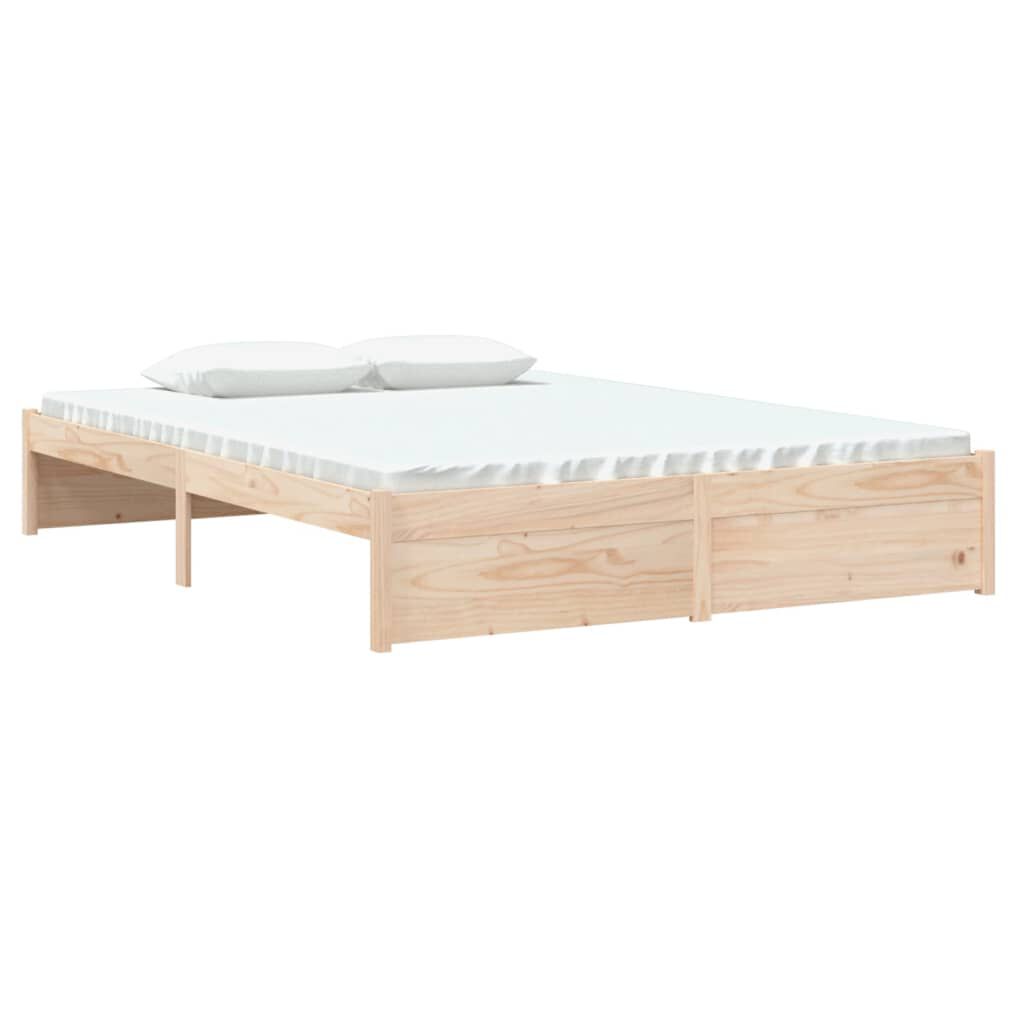 vidaXL Πλαίσιο Κρεβατιού 135 x 190 εκ. από Μασίφ Ξύλο Double