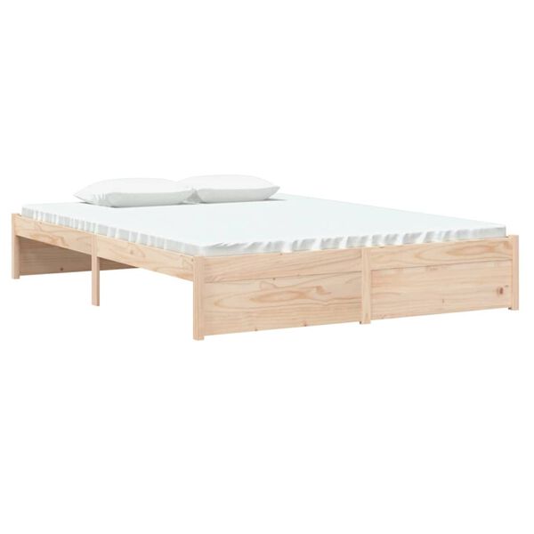 vidaXL Πλαίσιο Κρεβατιού 135 x 190 εκ. από Μασίφ Ξύλο Double