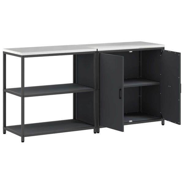 vidaXL Σετ Αποθήκευσης Κουζίνας 2 pcs Ανθρακί 150 x 50 x 92 εκ.