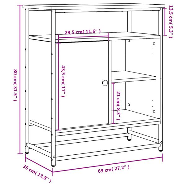 vidaXL Μπουφές Καφέ Δρυς 69x35x80 εκ. από Επεξεργασμένο Ξύλο