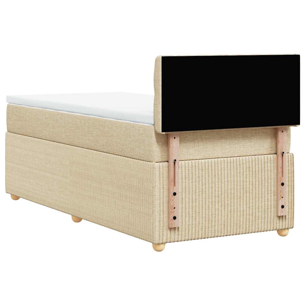 vidaXL Κρεβάτι Boxspring με Στρώμα Κρεμ 100 x 200 εκ. Υφασμάτινο