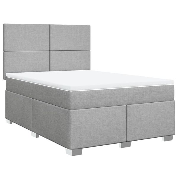 vidaXL Κρεβάτι Boxspring με Στρώμα Ανοιχτό Γκρι 140x190 εκ. Υφασμάτινο
