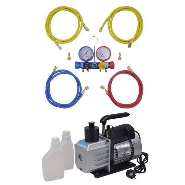 vidaXL Αντλία Κενού 50 L/min με Σετ Ελέγχου Πίεσης 4 Εξόδων σε Θήκη