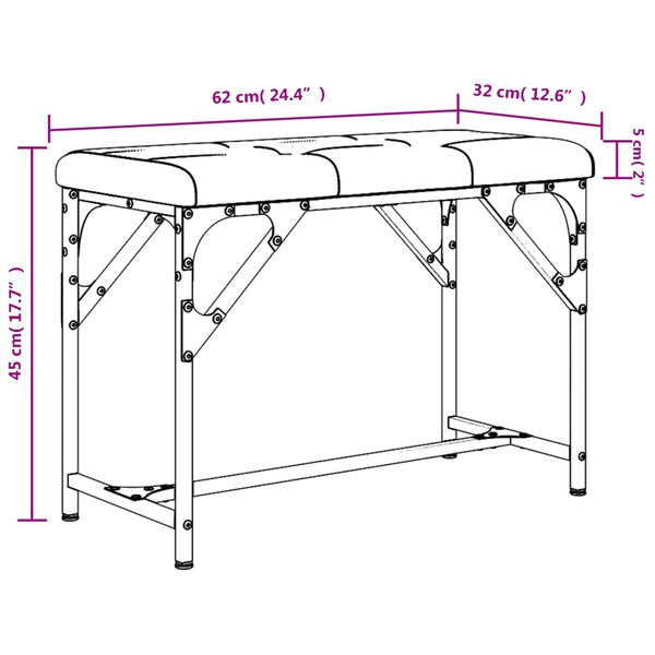 vidaXL Πάγκος Τραπεζαρίας Ανοιχτό Γκρι 62x32x45 εκ. Ατσάλι / Ύφασμα