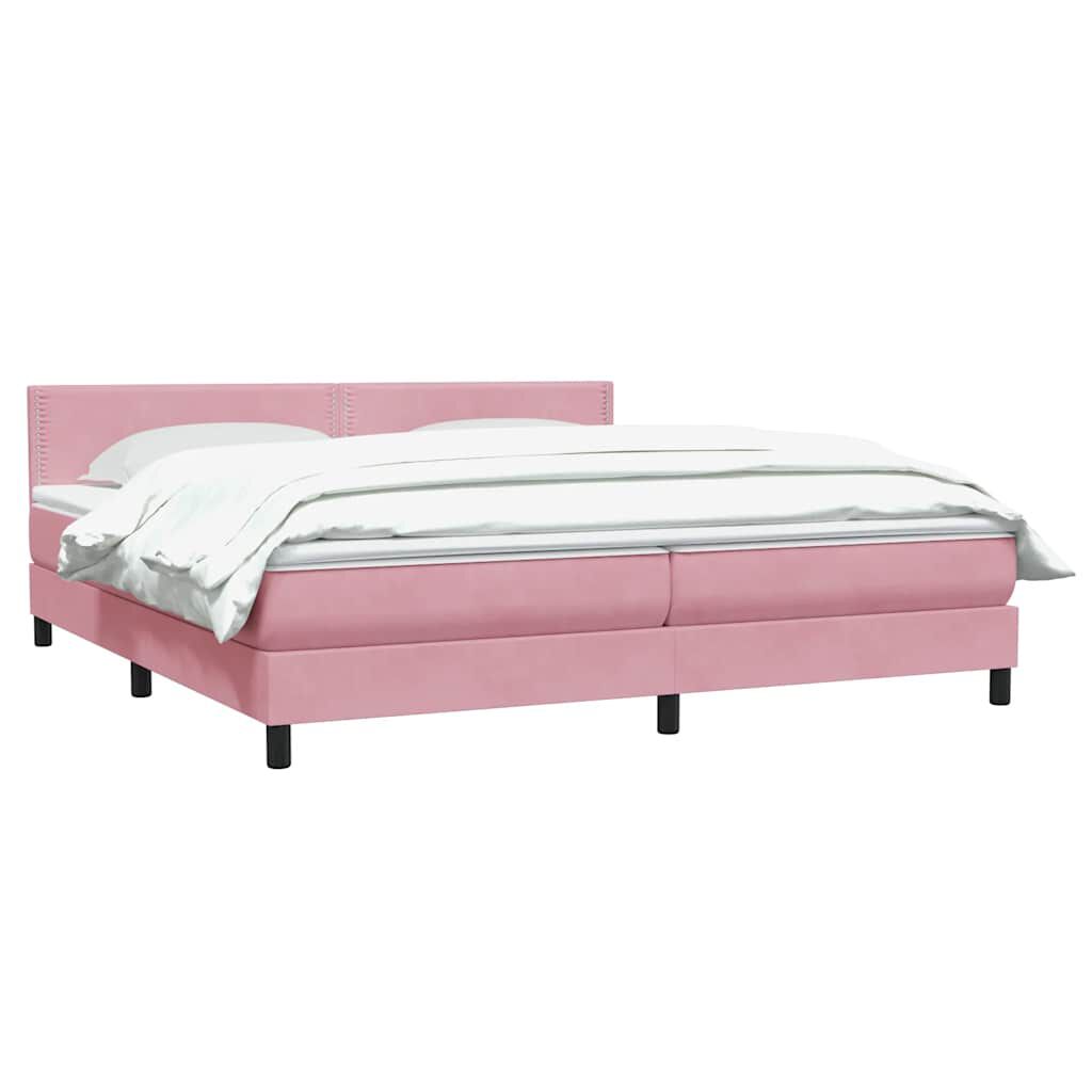 vidaXL Κρεβάτι Boxspring με Στρώμα Ροζ 200x210 εκ. Βελούδινο