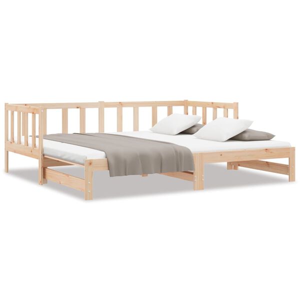 vidaXL Καναπές Κρεβάτι Συρόμενος 2x(90x200) εκ. από Μασίφ Ξύλο Πεύκου