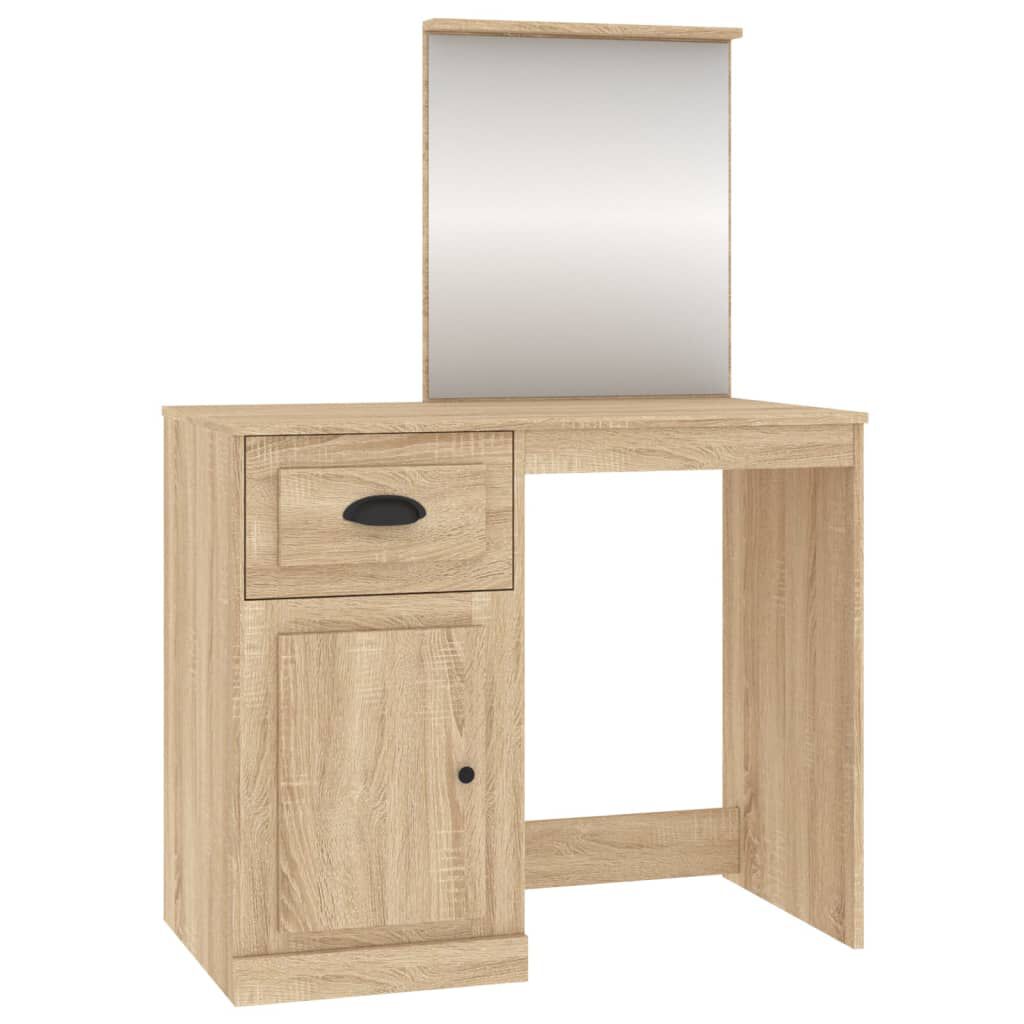 vidaXL Μπουντουάρ με Καθρέφτη Sonoma Δρυς 90x50x132,5 εκ. Επεξ. Ξύλο