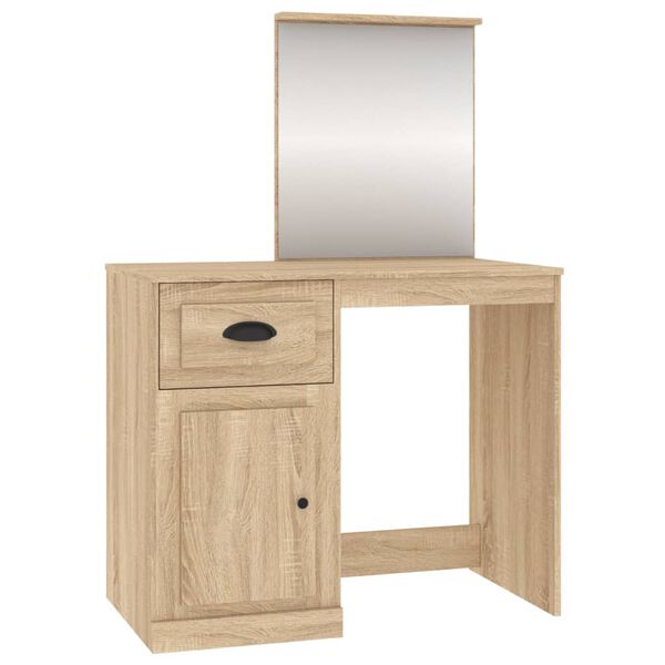vidaXL Μπουντουάρ με Καθρέφτη Sonoma Δρυς 90x50x132,5 εκ. Επεξ. Ξύλο