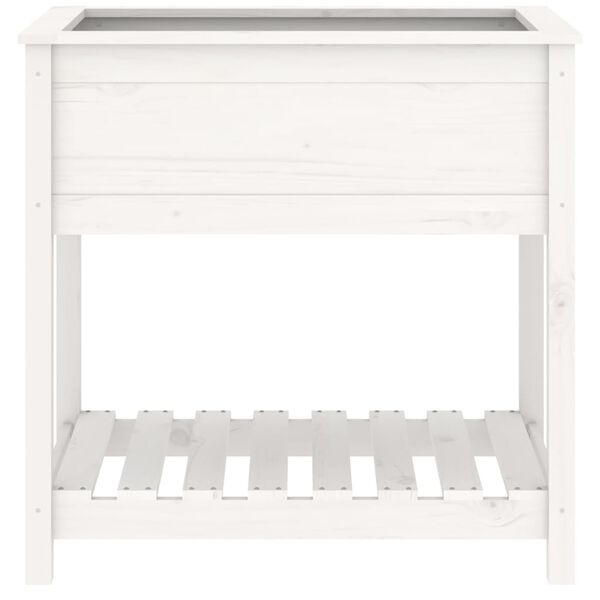 vidaXL Ζαρντινιέρα με Ράφι Λευκή 82,5x54x81 εκ. Μασίφ Ξύλο Πεύκου