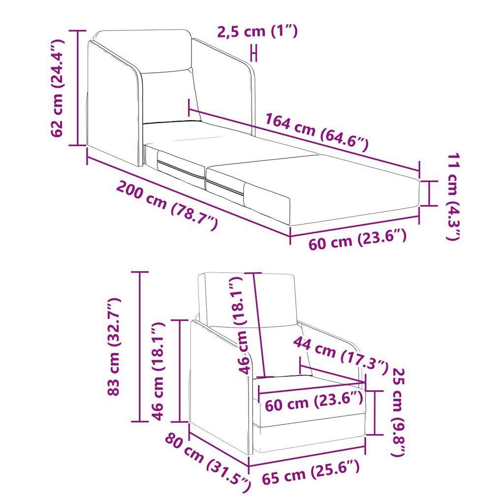 vidaXL Καναπές Κρεβάτι 2-σε-1 Συννέφο Γκρι 65x80x83 εκ. Υφάσματος