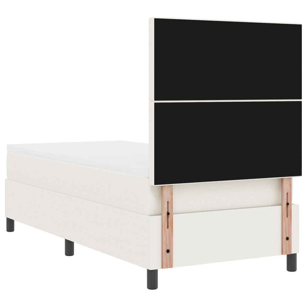 vidaXL Κρεβάτι Box Spring της με Στρώμα & LED Μπεζ 100x200 εκ. Ύφασμα Κορντούρας