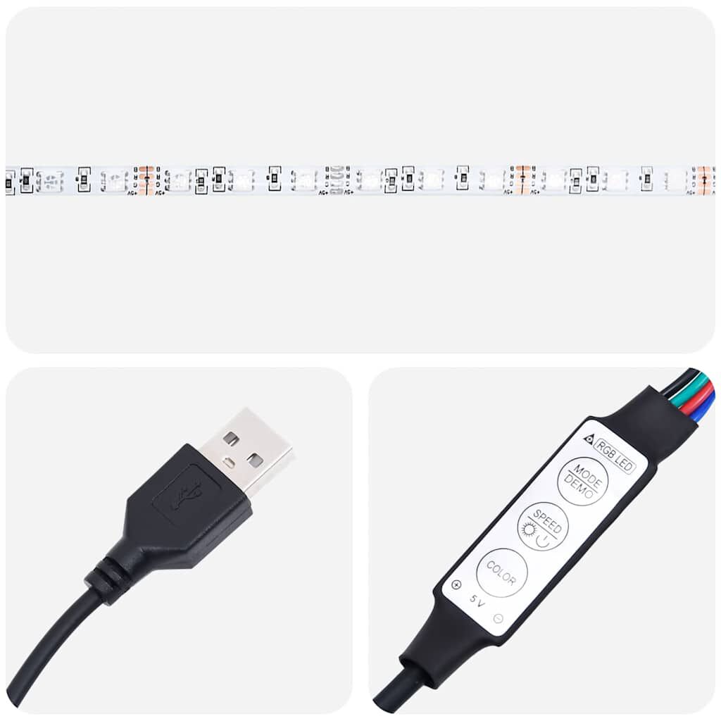 vidaXL Οθωμανικό κρεβάτι με στρώμα & LEDs Μαύρο 140x190 cm Ύφασμα