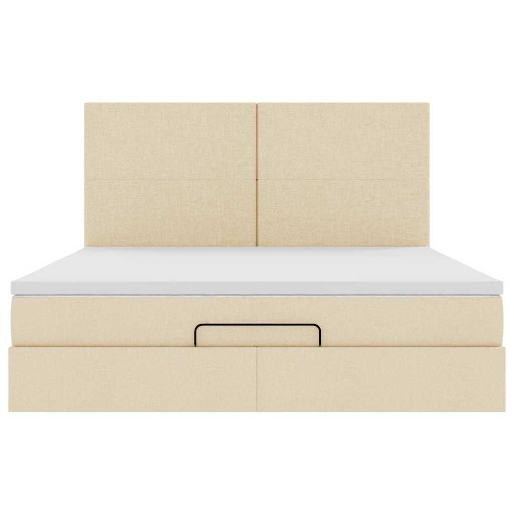 vidaXL Οθωμανικό κρεβάτι με στρώμα Cream 180x200cm ύφασμα