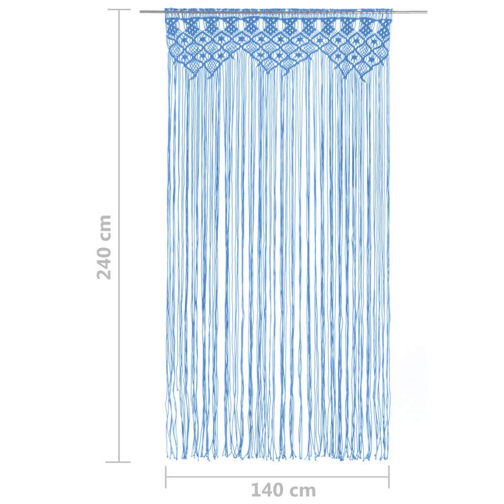 vidaXL Κουρτίνα Μακραμέ Μπλε 140 x 240 εκ. Βαμβακερή