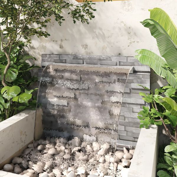 vidaXL Σιντριβάνι Καταρράκτης Πισίνας Ορθογώνιο 110εκ από Ανοξ. Ατσάλι