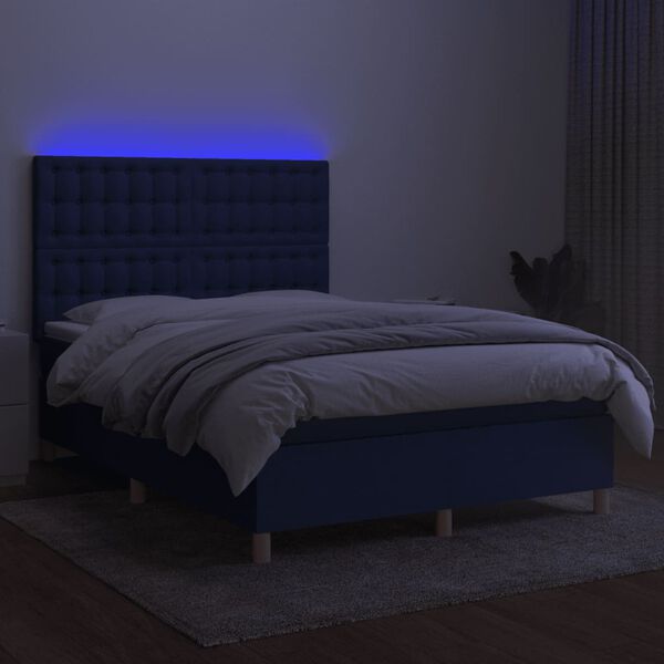 vidaXL &Kappa;&rho;&epsilon;&beta;ά&tau;&iota; Boxspring &mu;&epsilon; &Sigma;&tau;&rho;ώ&mu;&alpha; & LED &Mu;&pi;&lambda;&epsilon; 140x200 &epsilon;&kappa;. &Upsilon;&phi;&alpha;&sigma;&mu;ά&tau;&iota;&nu;&omicron;