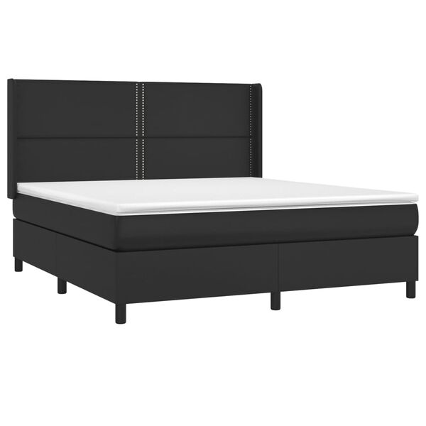 vidaXL Κρεβάτι Boxspring με Στρώμα Μαύρο 160x200εκ.από Συνθετικό Δέρμα