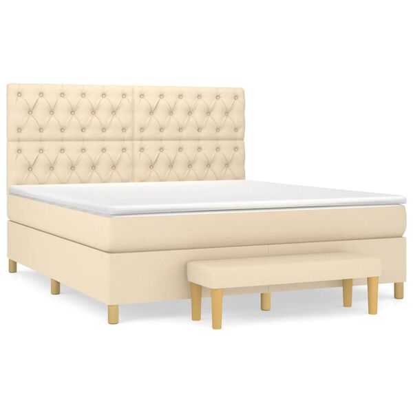 vidaXL &Kappa;&rho;&epsilon;&beta;ά&tau;&iota; Boxspring &mu;&epsilon; &Sigma;&tau;&rho;ώ&mu;&alpha; &Kappa;&rho;&epsilon;&mu; 160x200 &epsilon;&kappa;. &Upsilon;&phi;&alpha;&sigma;&mu;ά&tau;&iota;&nu;&omicron;