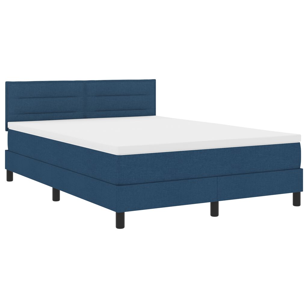 vidaXL κρεβάτι box spring με στρώμα και LED μπλε 140x190 εκ. ύφασμα