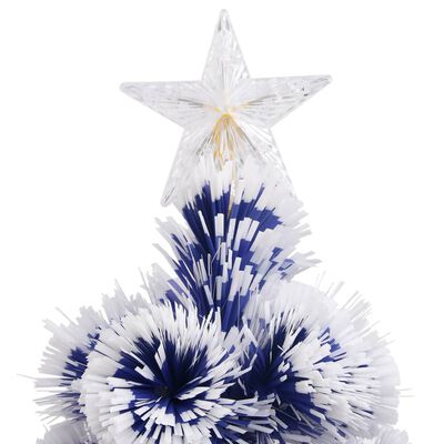 vidaXL Χριστ Δέντρο Τεχνητό Προφωτισμένο Οπτικές Ίνες Λευκό/Μπλε 150εκ