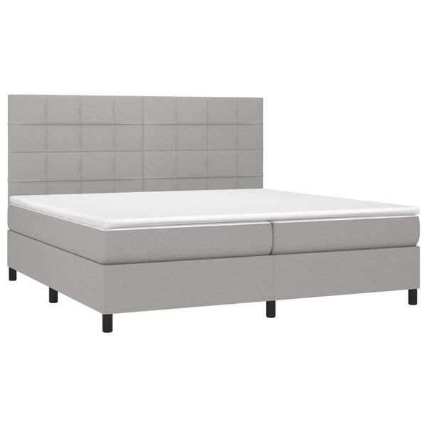 vidaXL &Kappa;&rho;&epsilon;&beta;ά&tau;&iota; Boxspring &mu;&epsilon; &Sigma;&tau;&rho;ώ&mu;&alpha; & LED &Alpha;&nu;.&Gamma;&kappa;&rho;&iota; 200x200&epsilon;&kappa;. &Upsilon;&phi;&alpha;&sigma;&mu;ά&tau;&iota;&nu;&omicron;