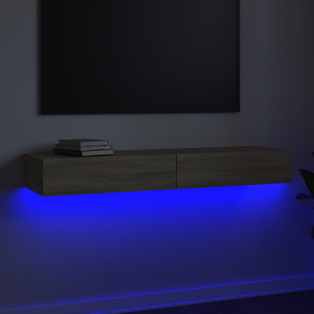 vidaXL Έπιπλο Τηλεόρασης με LED Sonoma Δρυς 120x35x15,5 εκ.