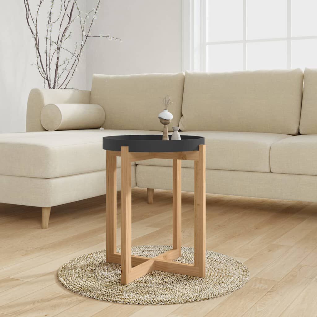 vidaXL Τραπεζάκι Σαλονιού Μαύρο 41x41x48,5 εκ. Επεξ. Ξύλο&Μασίφ Πεύκο