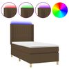 vidaXL Κρεβάτι Boxspring με Στρώμα & LED Σκ.Καφέ 80x200 εκ. Υφασμάτινο