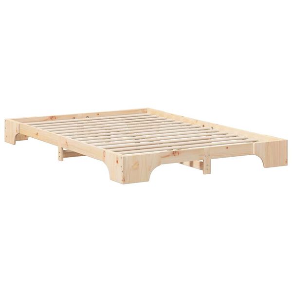 vidaXL Κρεβάτι δαπέδου με αποθήκευση Καφέ 140 x 210 cm ξύλο