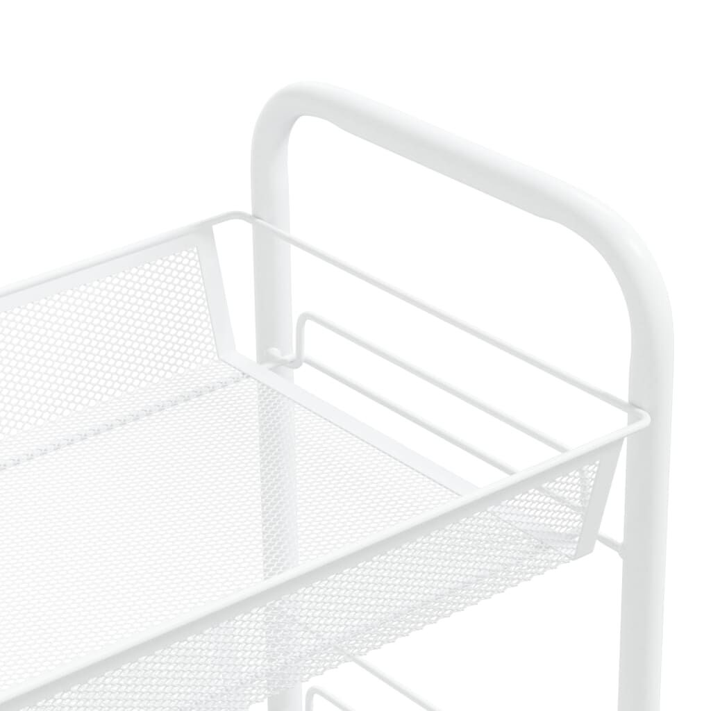 vidaXL Τρόλεϊ Κουζίνας 3 Επιπέδων Λευκό 46 x 26 x 64 εκ. Σιδερένιο