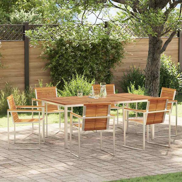 vidaXL Σέτ φαγητού για κήπο 7 pcs Σταθερό Ξύλο Ακακίας