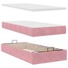 vidaXL Οθωμανικό κρεβάτι με στρώματα ροζ 200x200cm Velvet