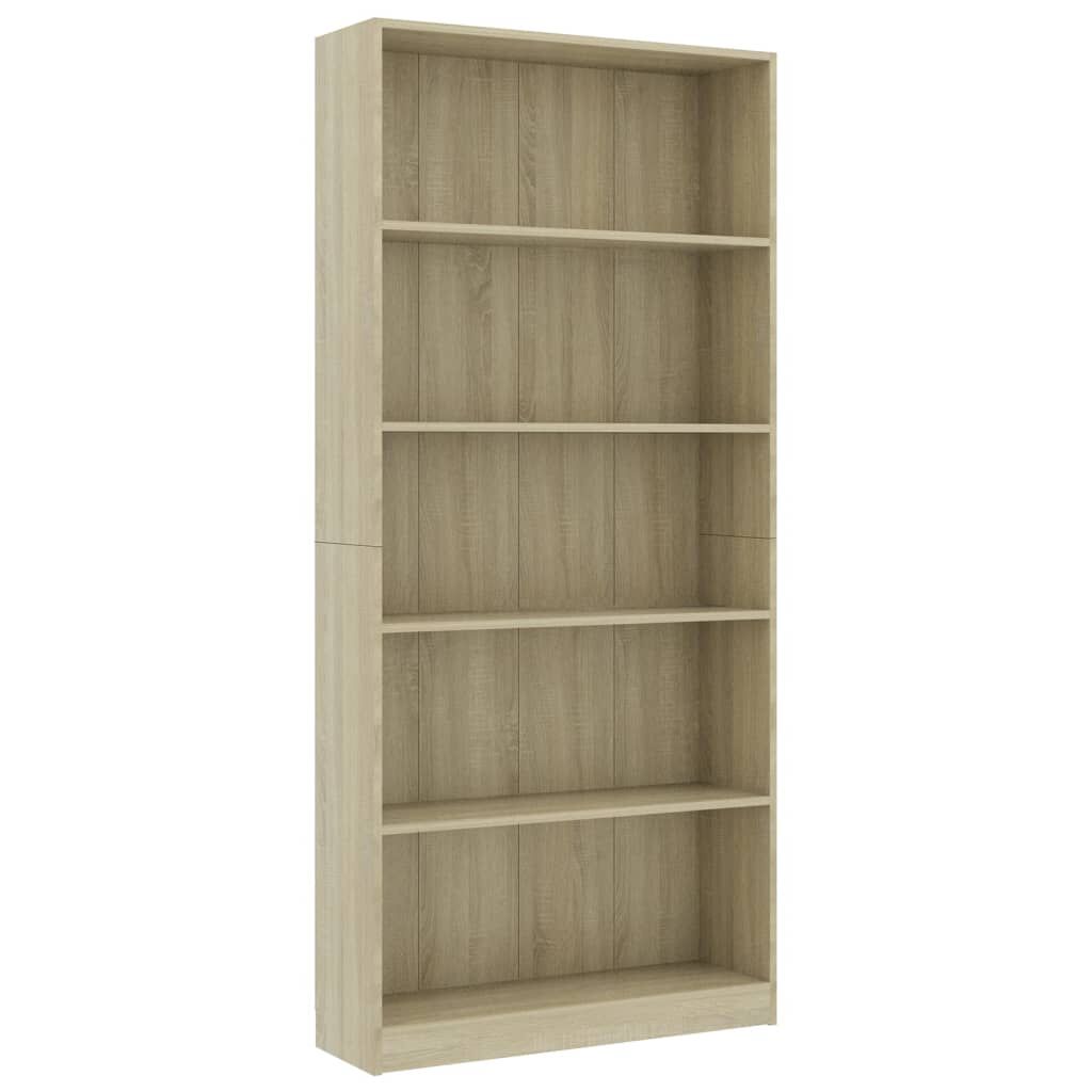 vidaXL Βιβλιοθήκη με 5 Ράφια Sonoma Δρυς 80x24x175 εκ. από Επεξ. Ξύλο