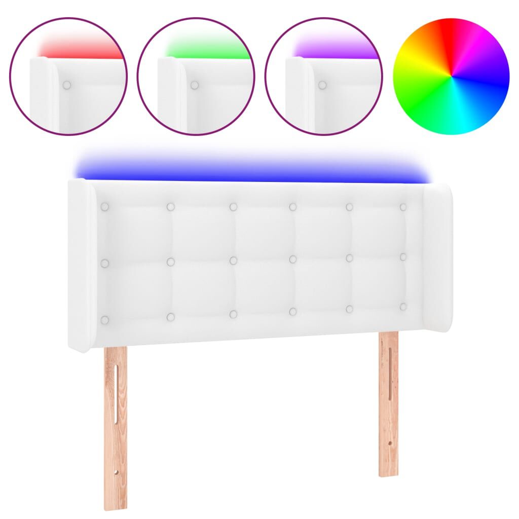 vidaXL Κεφαλάρι Κρεβατιού LED Λευκό 103x16x78/88 εκ. Συνθετ. Δέρμα