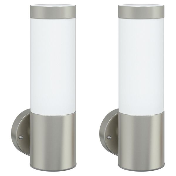 vidaXL Εξωτερικά Φωτιστικά Τοίχου 2 pcs Ασημί 12 x 7.5 x 27 εκ