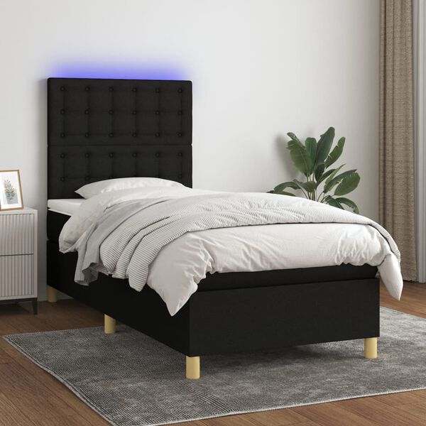 vidaXL &Kappa;&rho;&epsilon;&beta;ά&tau;&iota; Boxspring &mu;&epsilon; &Sigma;&tau;&rho;ώ&mu;&alpha; & LED &Mu;&alpha;ύ&rho;&omicron; 100x200 &epsilon;&kappa;. &Upsilon;&phi;&alpha;&sigma;&mu;ά&tau;&iota;&nu;&omicron;