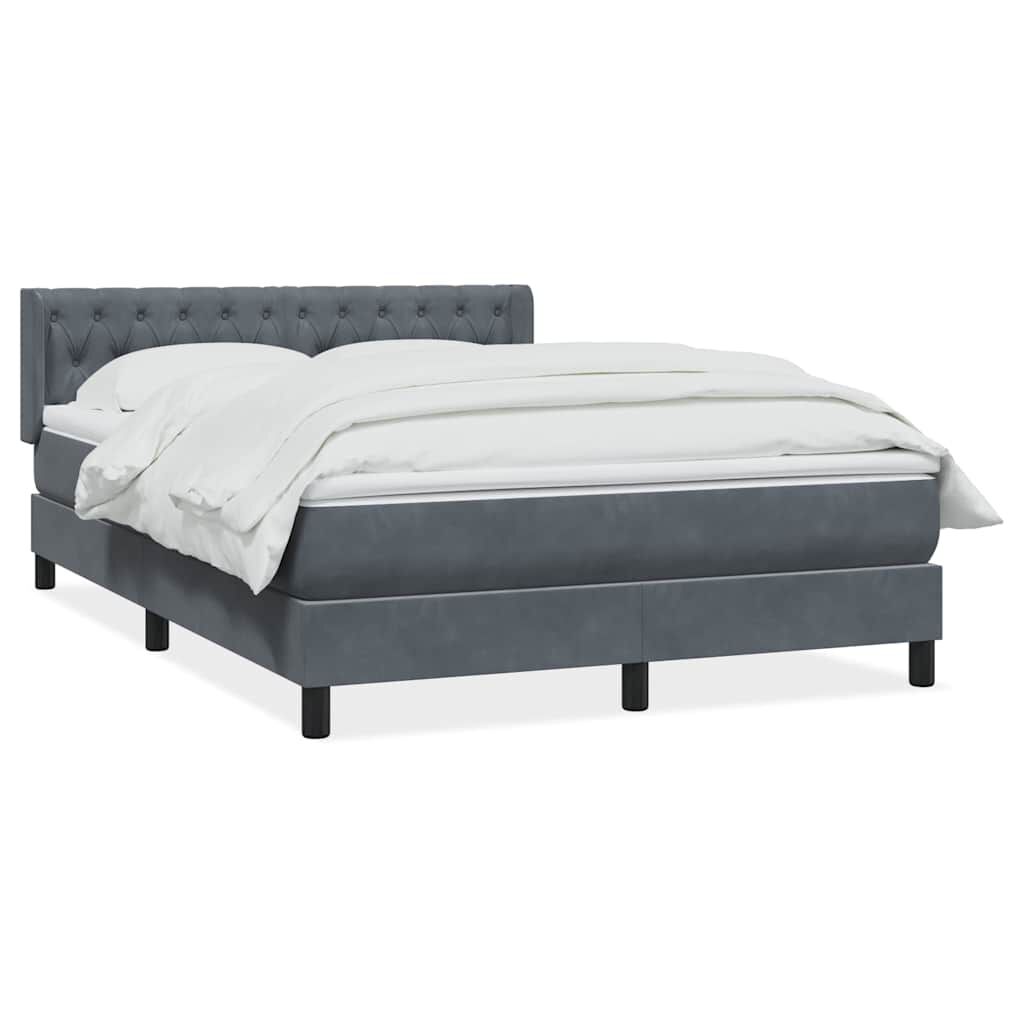 vidaXL Κρεβάτι Boxspring με Στρώμα Σκούρο Γκρι 140x210 εκ. Βελούδινο