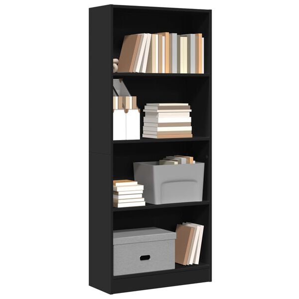 vidaXL Βιβλιοθήκη Μαύρο 60x24x143 εκ. από Επεξεργασμένο Ξύλο