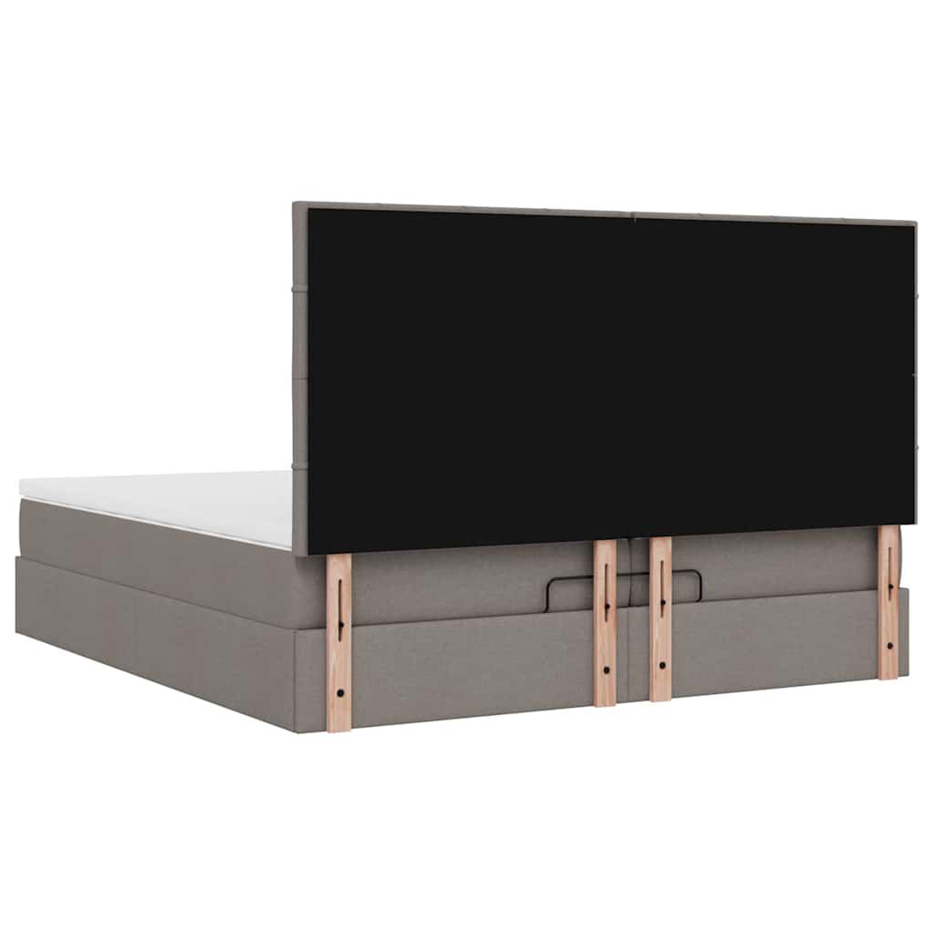 vidaXL Οθωμανικό κρεβάτι με στρώματα & LEDs Taupe 200x200cm ύφασμα