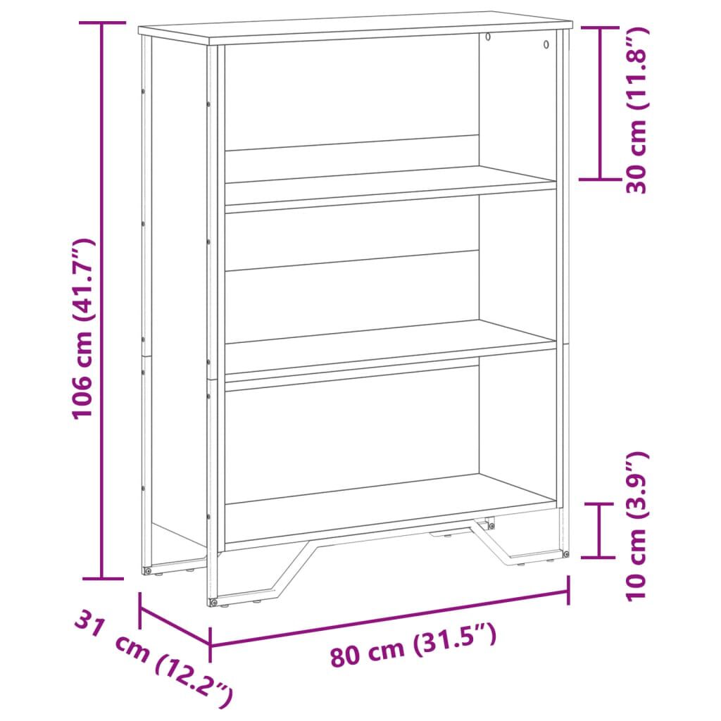 vidaXL Βιβλιοθήκη Καπνιστή Δρυς 80x31x106 εκ. από Επεξεργασμένο Ξύλο