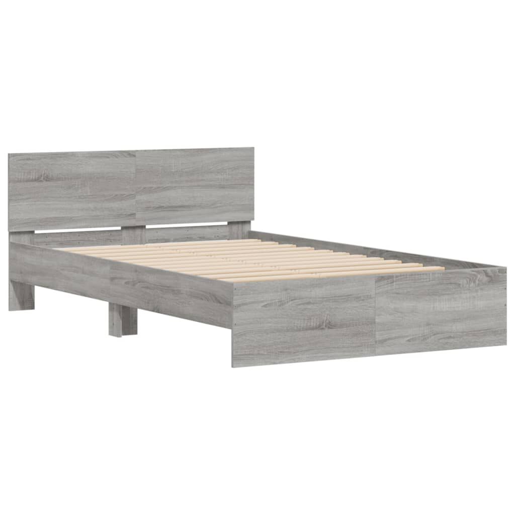 vidaXL Πλαίσιο Κρεβατιού με Κεφαλάρι Γκρι Sonoma 135x190 εκ.
