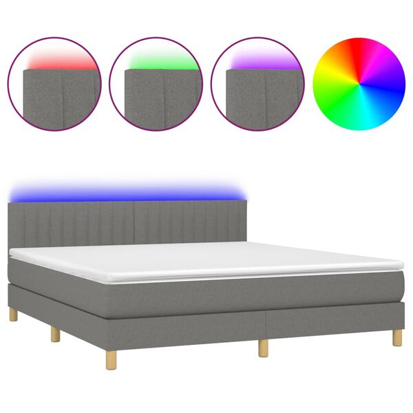 vidaXL &Kappa;&rho;&epsilon;&beta;ά&tau;&iota; Boxspring &mu;&epsilon; &Sigma;&tau;&rho;ώ&mu;&alpha; & LED &Sigma;&kappa;.&Gamma;&kappa;&rho;&iota; 180x200 &epsilon;&kappa; &Upsilon;&phi;&alpha;&sigma;&mu;ά&tau;&iota;&nu;&omicron;