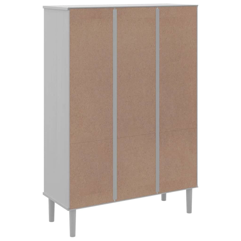 vidaXL Βιβλιοθήκη SENJA Λευκή/Όψη Ρατάν 90x35x130 εκ Μασίφ Ξύλο Πεύκου