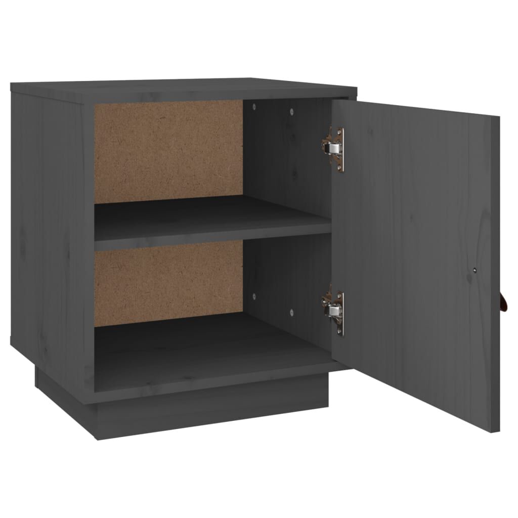 vidaXL Κομοδίνο Γκρι 40 x 34 x 45 εκ. από Μασίφ Ξύλο Πεύκου