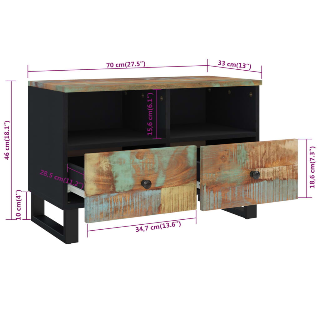 vidaXL Έπιπλο Τηλεόρασης 70 x 33 x 46 εκ. από Μασίφ Ανακυκλωμένο Ξύλο
