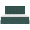 vidaXL Οθωμανικό κρεβάτι με στρώματα & LEDs Σκούρο πράσινο Βελούδο